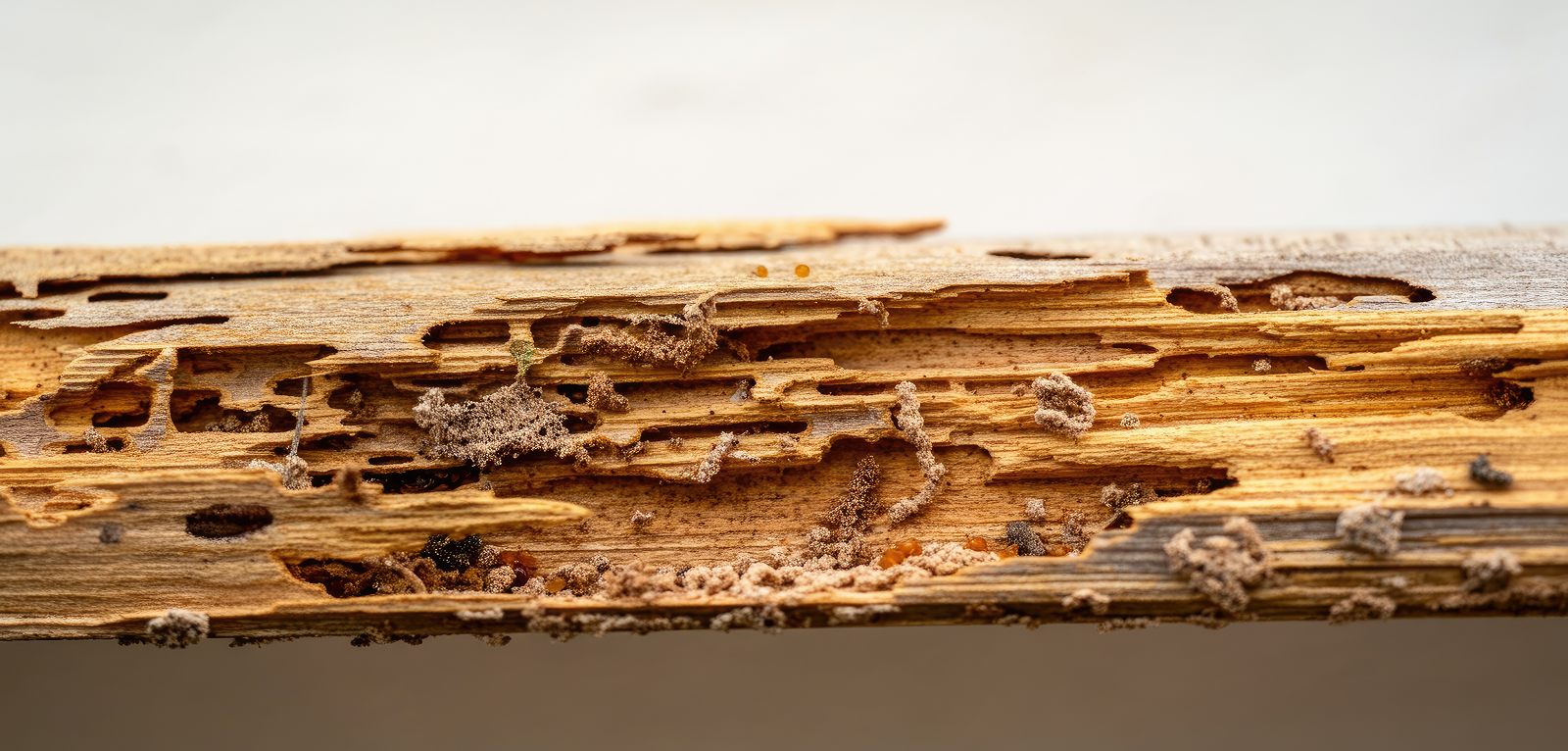 Termite-damaged timber
