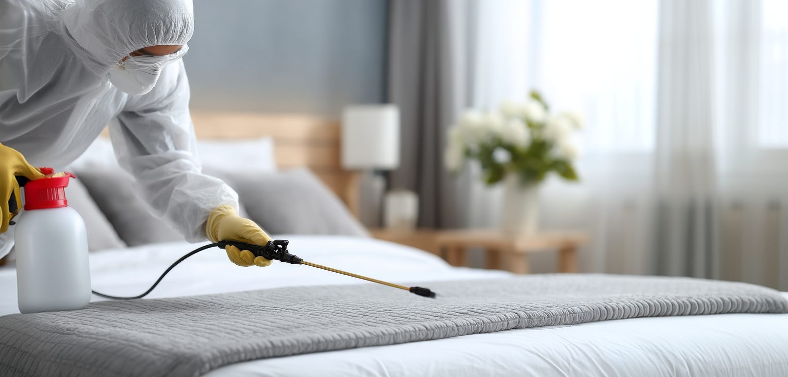 A pest control technician at work